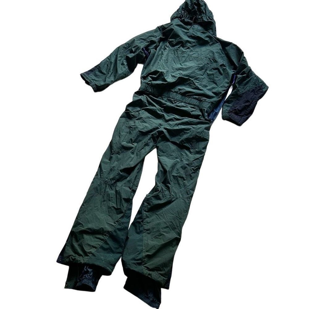 Vintage PATAGONIA Dark Green One Piece Hooded Snow / Ski Suit - Size Large Women - Picture 2 of 13